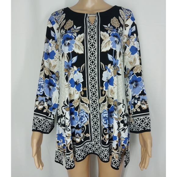 JM Collection Tops - JM COLLECTION blouse with print size large tops Long sleeves